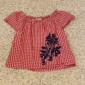 Zara red and White plaid top